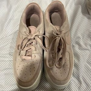 Nike Air Force One -Suede Material, Blush Color, Size 9